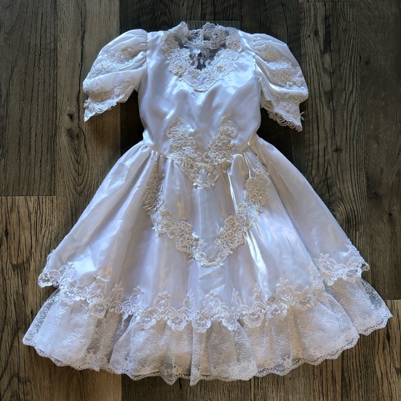 Puffy Short Sleeves Embroidered Girls Dress 7/8 - Picture 2 of 14